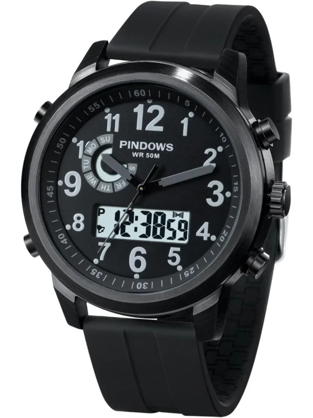 Men's Tactical Black Digital Analog Multifunction Sport Casual Wrist Watch